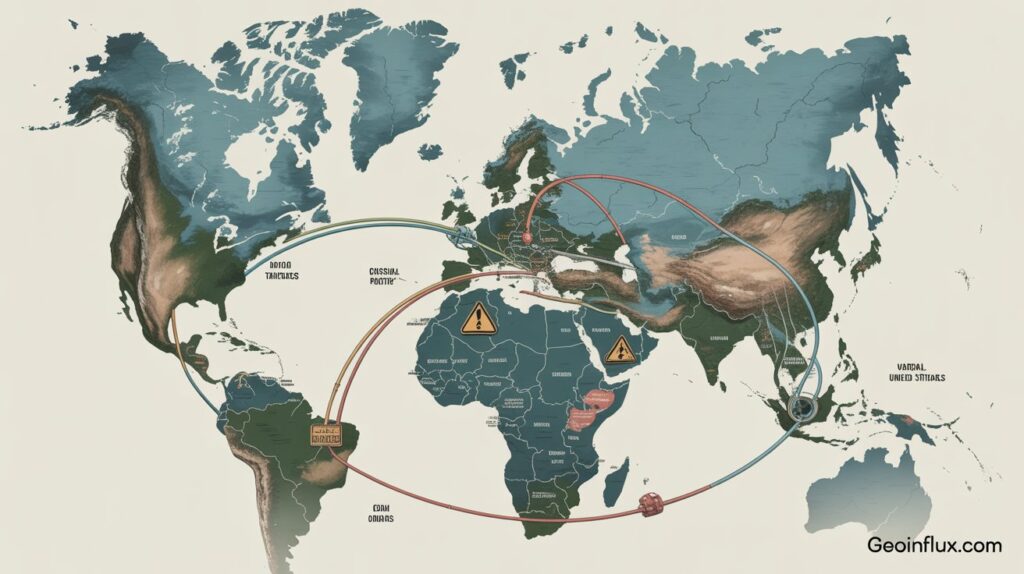 US Sanctions on Indian Oil Trade: Map of global oil trade routes highlighting Russia, India, and the US